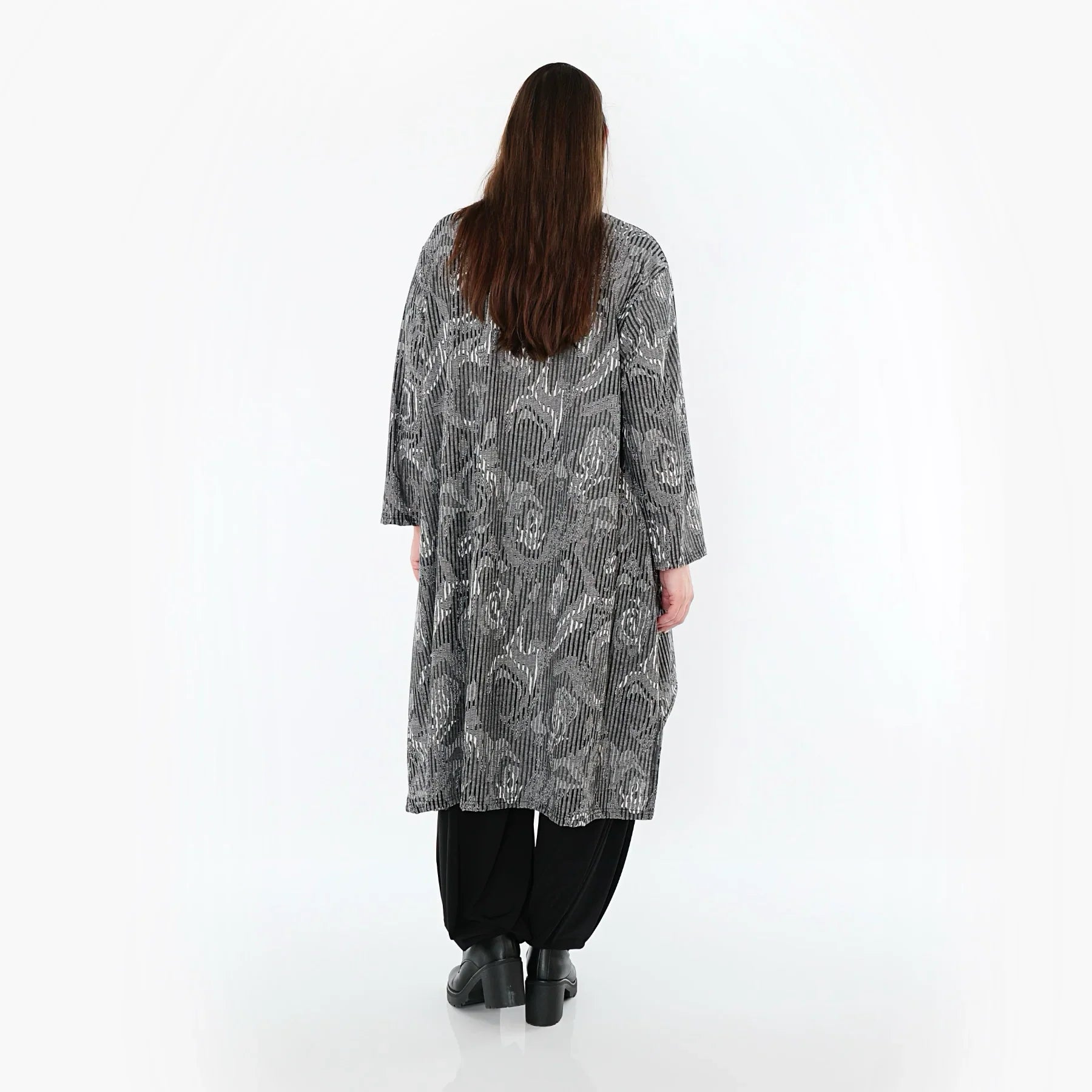 Chemise AKH Fashion 4656, gris-noir-blanc