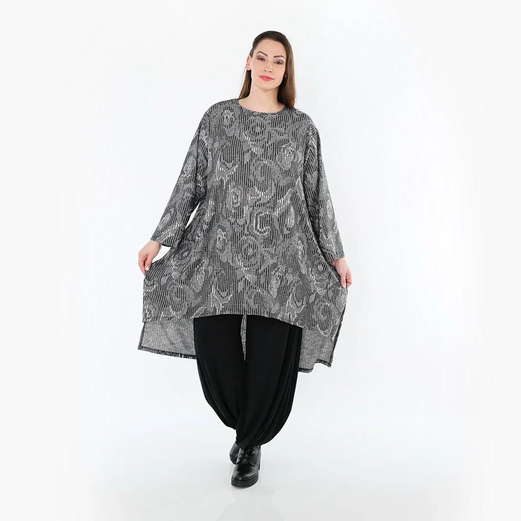 Chemise AKH Fashion 4656, gris-noir-blanc