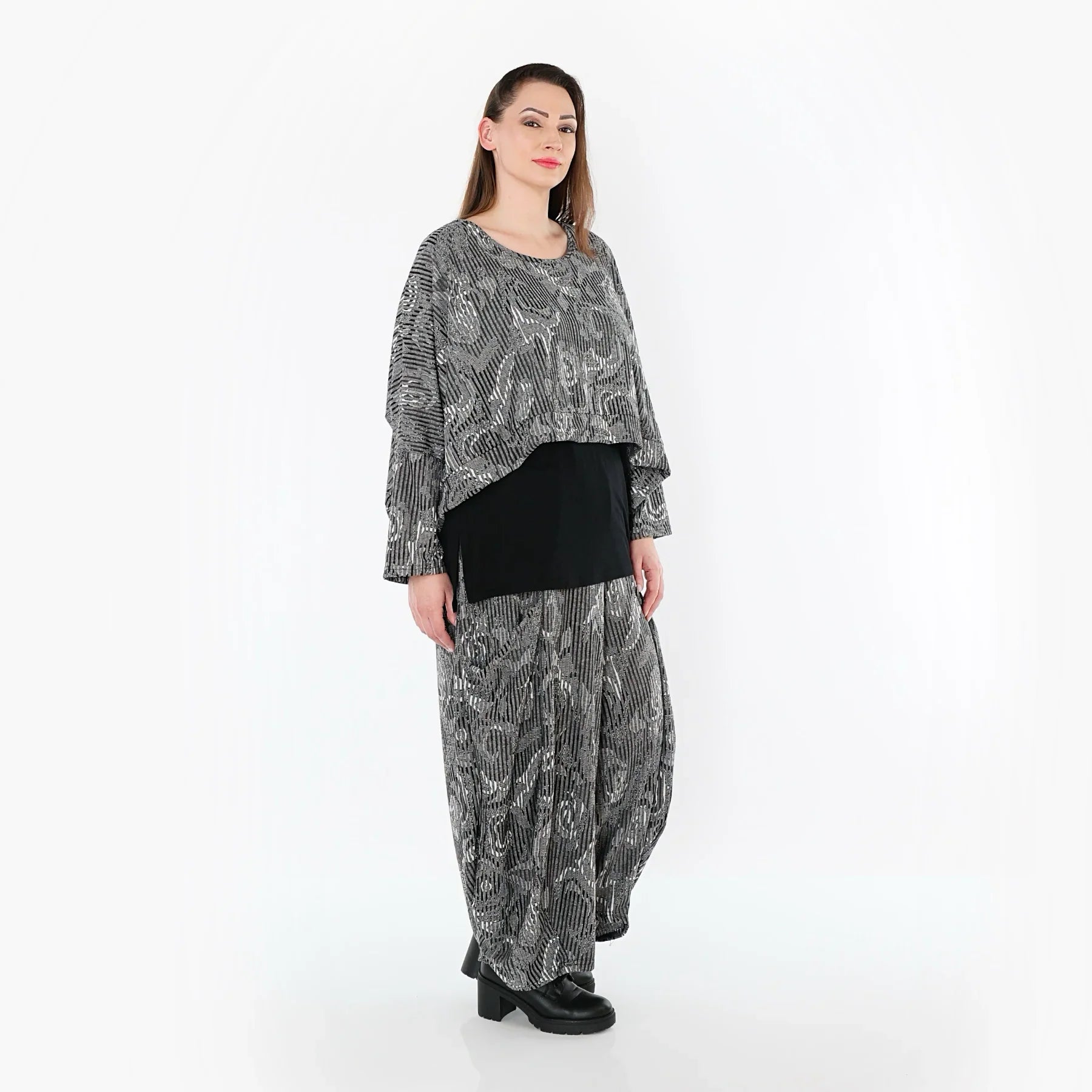 AKH Fashion 7011 Jeté de lit, Gris-Noir-Blanc