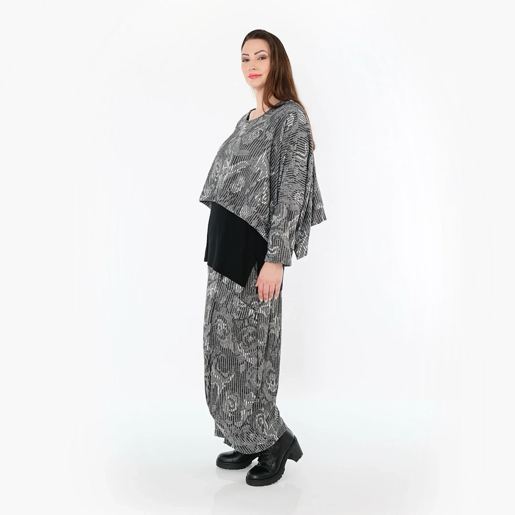 AKH Fashion 8069 Pantalon, Gris-Noir-Blanc