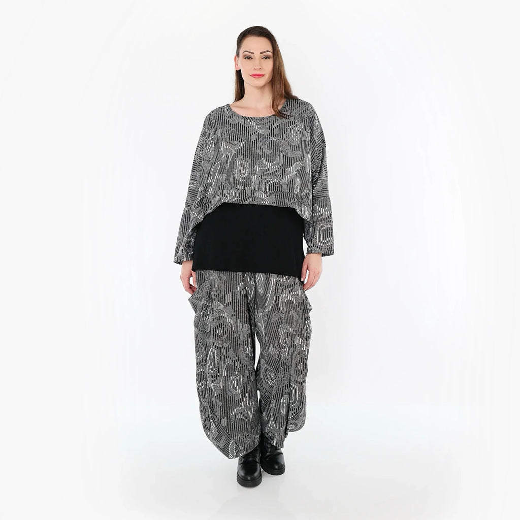 AKH Fashion 8069 Pantalon, Gris-Noir-Blanc