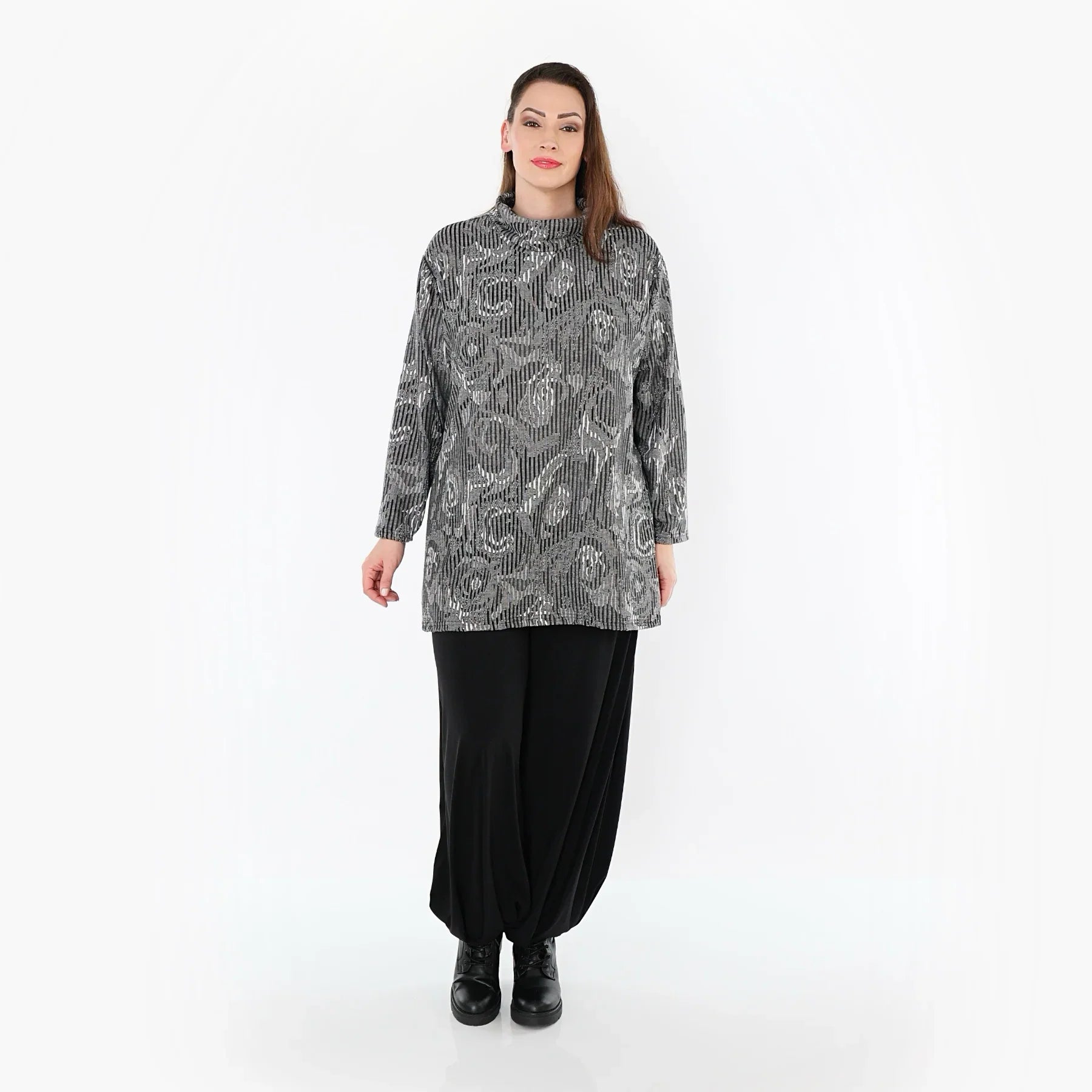 AKH Fashion 1892R Chemise, Gris-Noir-Blanc