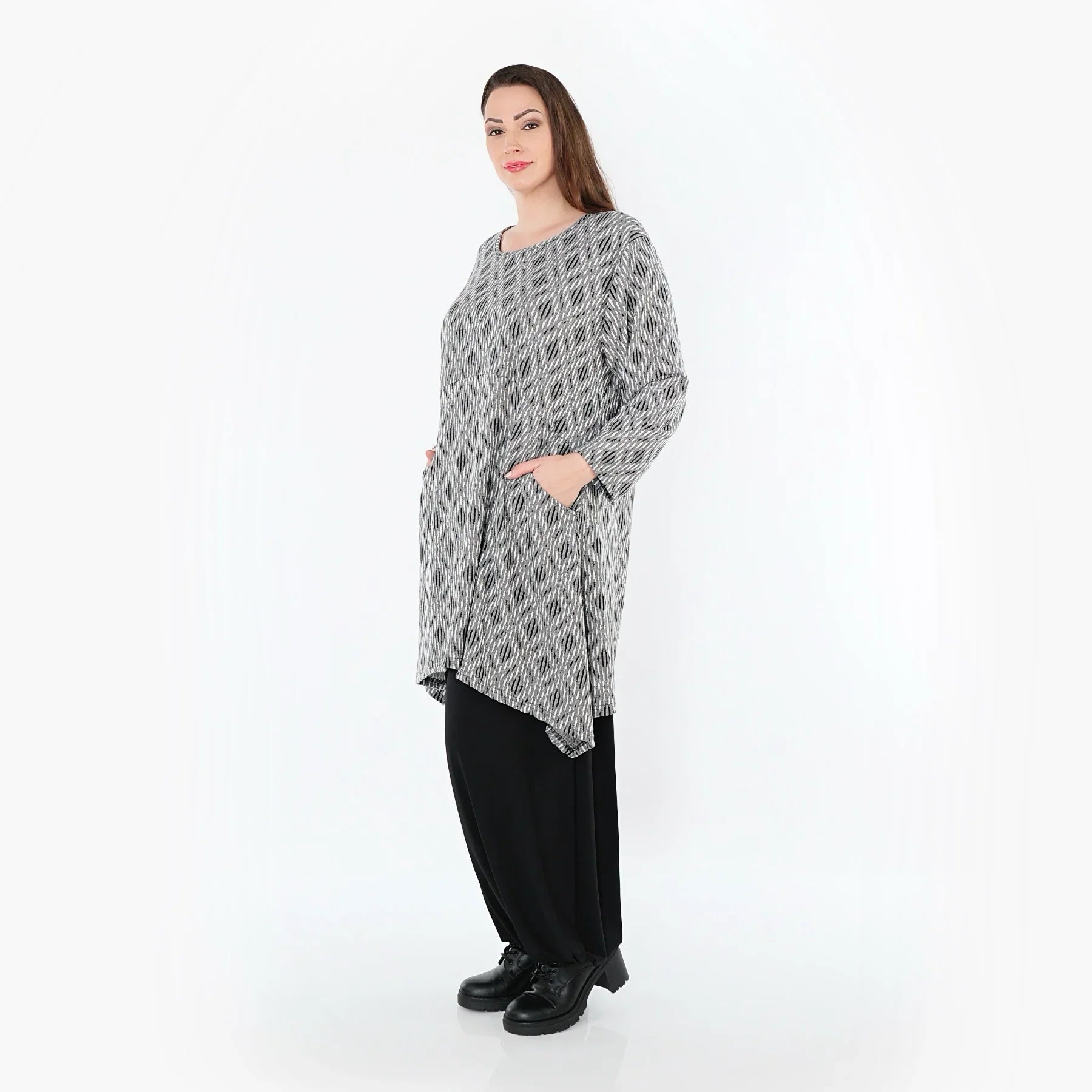 AKH Fashion 521 Chemise, gris clair-noir-blanc