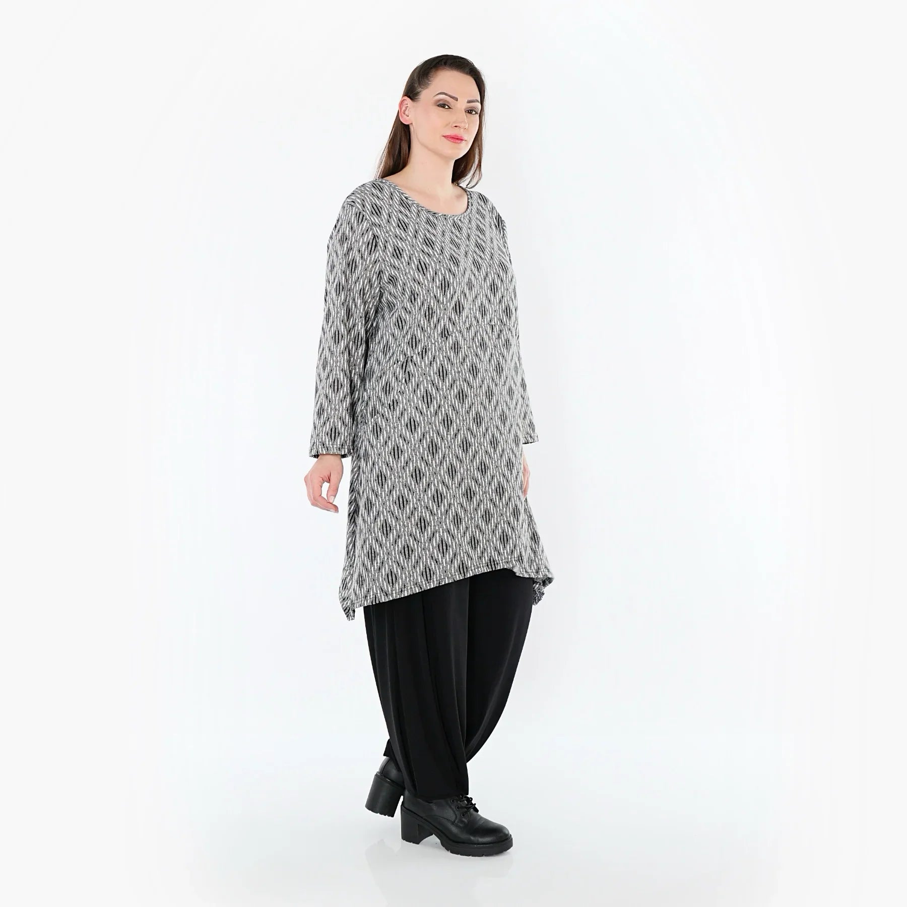 AKH Fashion 521 Chemise, gris clair-noir-blanc