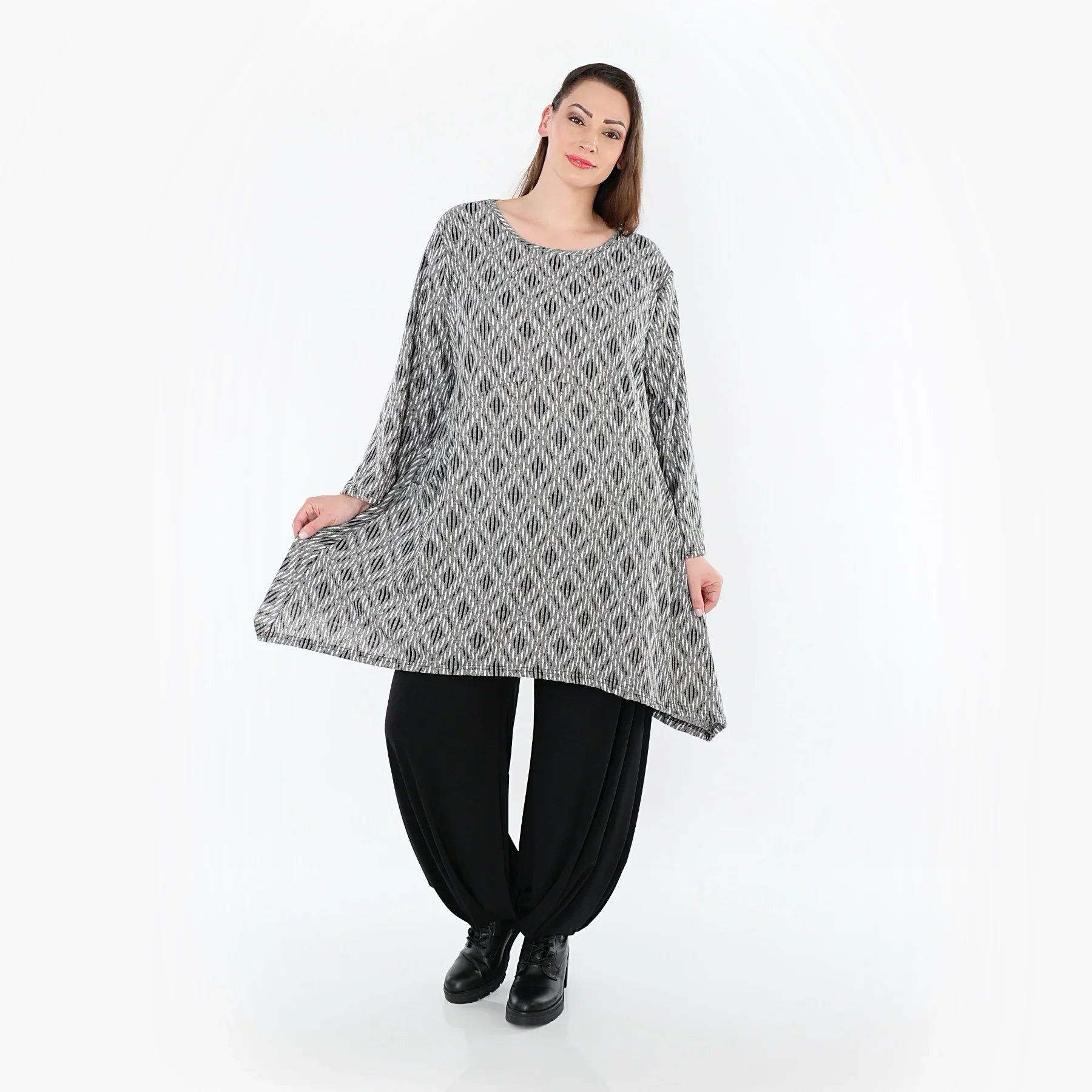 AKH Fashion 521 Chemise, gris clair-noir-blanc