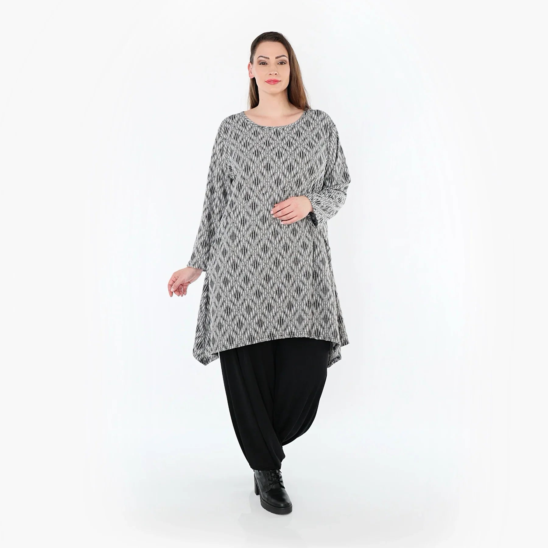 AKH Fashion 521 Chemise, gris clair-noir-blanc