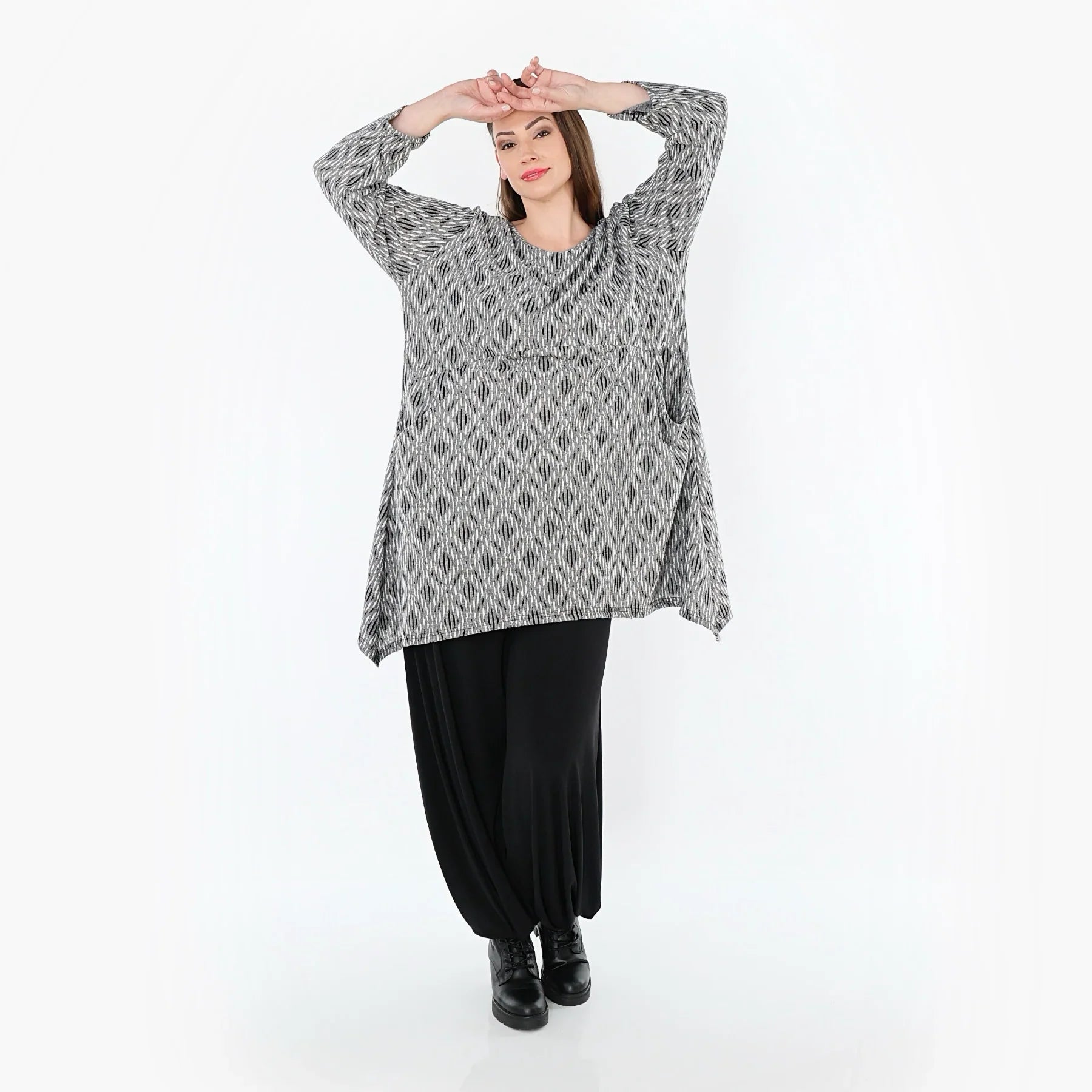 AKH Fashion 521 Chemise, gris clair-noir-blanc