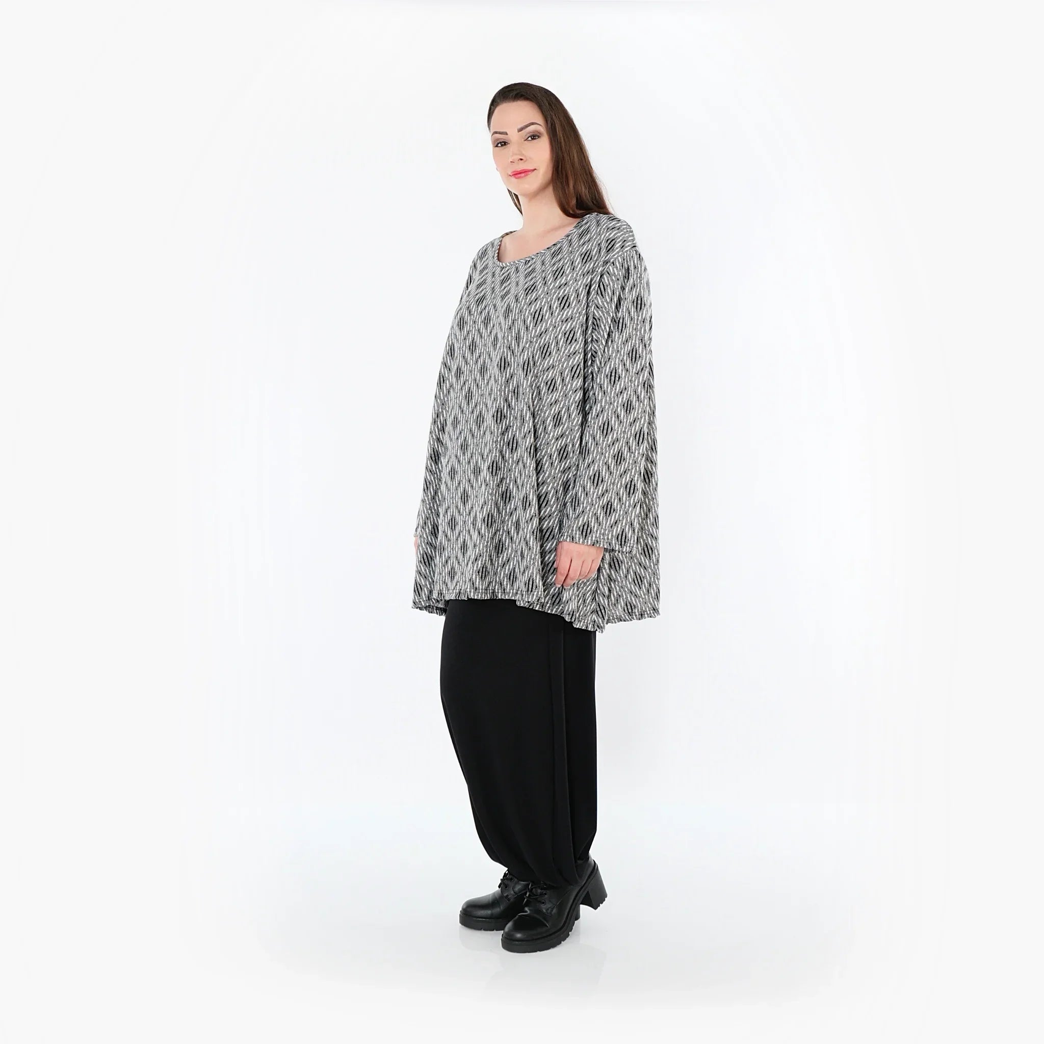 AKH Fashion 593 Big Shirt, gris clair-noir-blanc