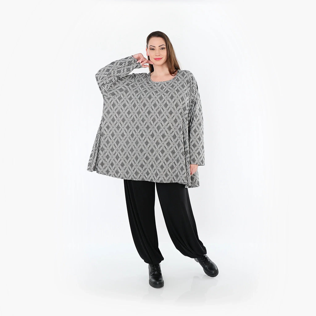 AKH Fashion 593 Big Shirt, gris clair-noir-blanc
