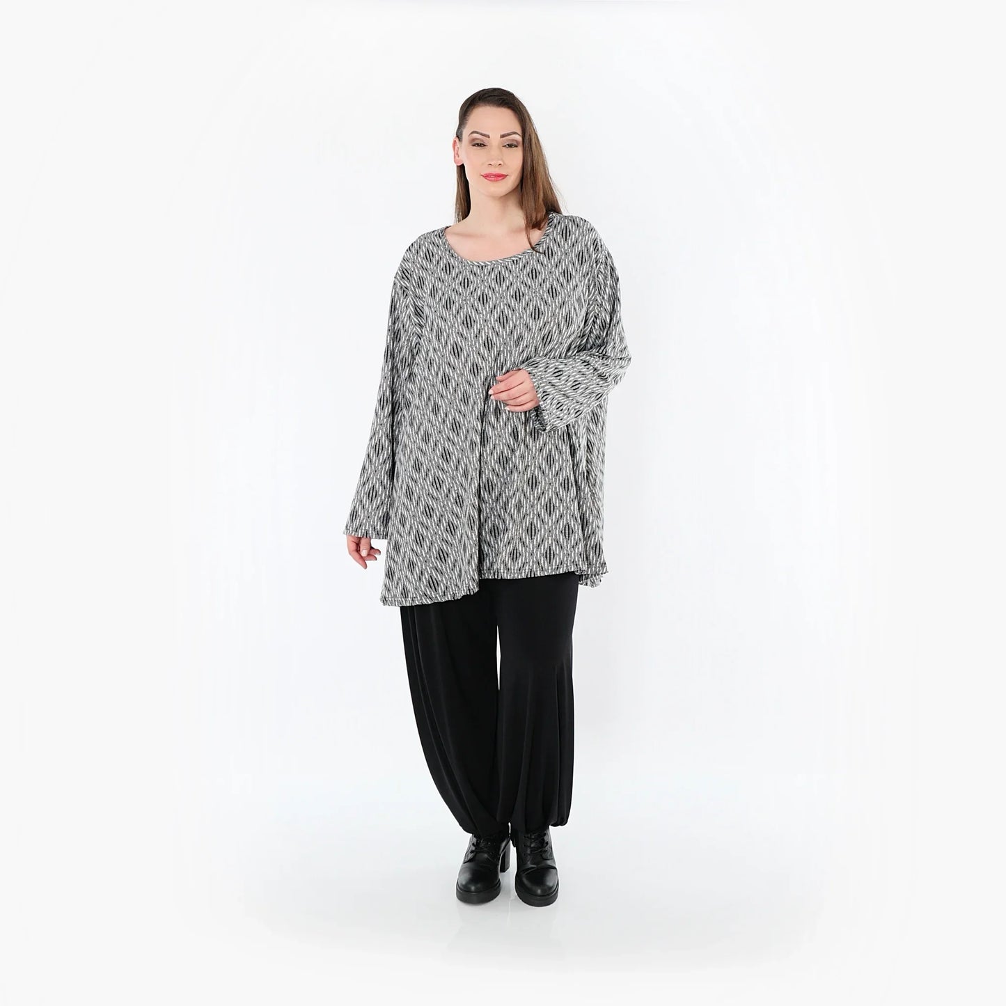 AKH Fashion 593 Big Shirt, Light Grey-Black-White