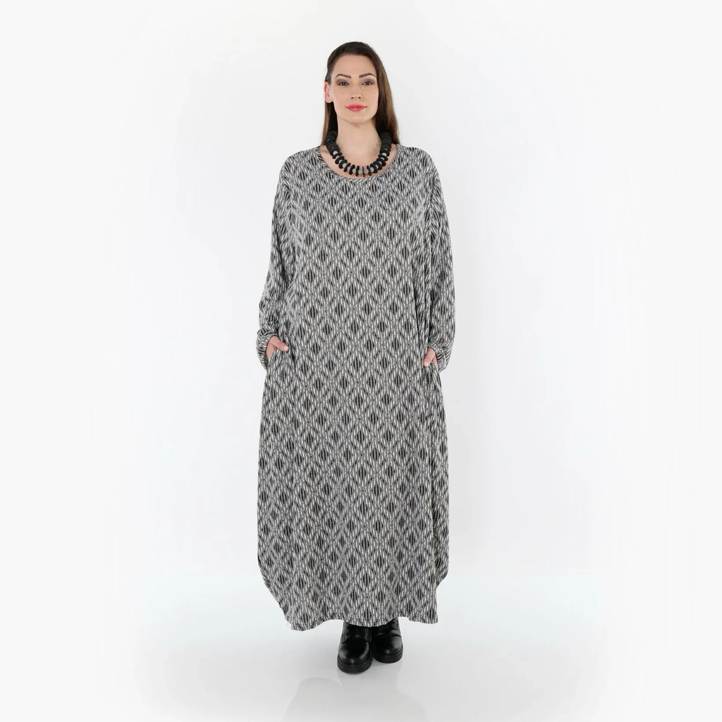 AKH Fashion 1926 Robe, Gris clair-Noir-Blanc