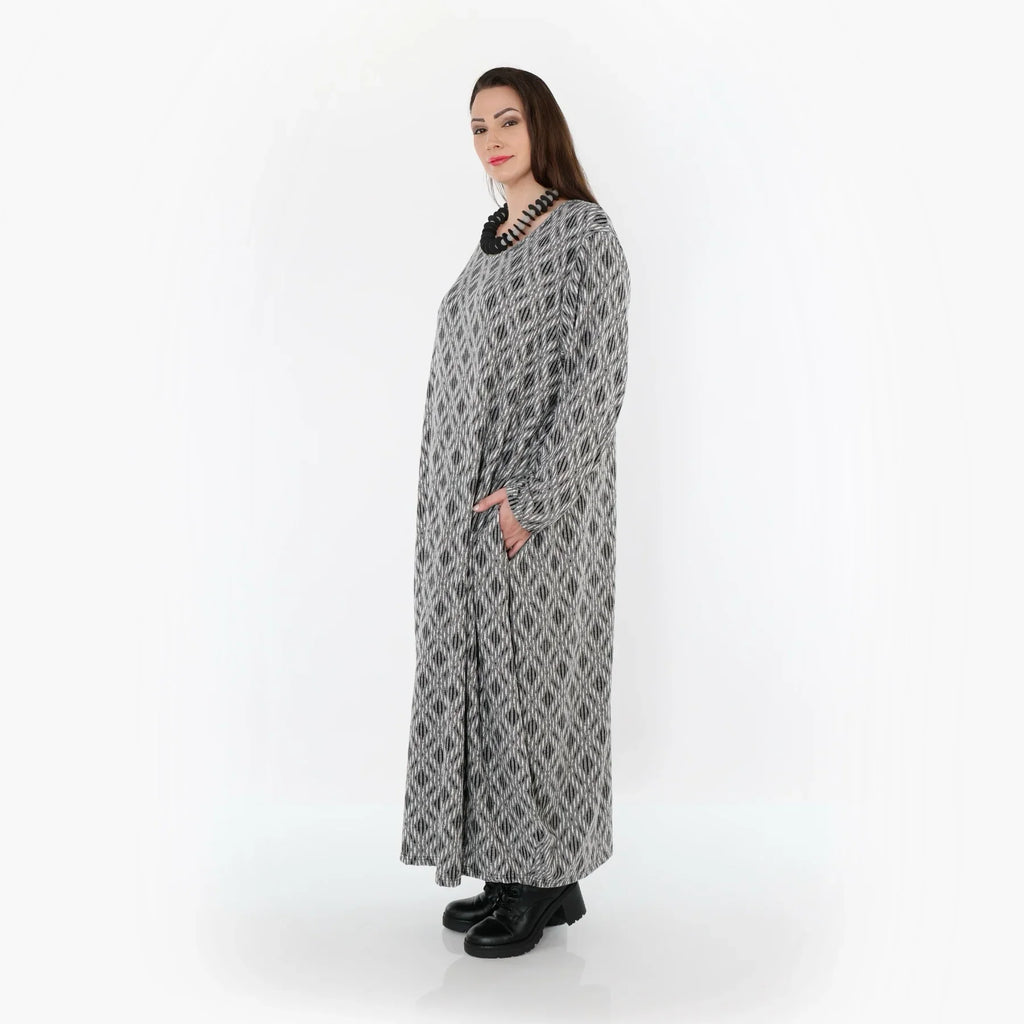 AKH Fashion 1926 Robe, Gris clair-Noir-Blanc
