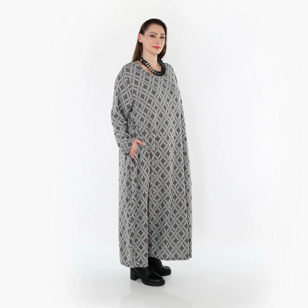 AKH Fashion 1926 Robe, Gris clair-Noir-Blanc