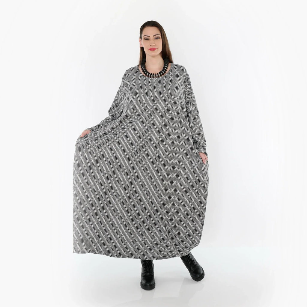 AKH Fashion 1926 Robe, Gris clair-Noir-Blanc