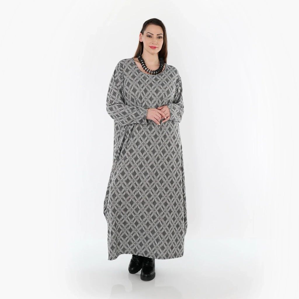 AKH Fashion 1926 Robe, Gris clair-Noir-Blanc