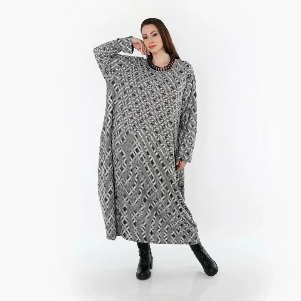 AKH Fashion 1926 Robe, Gris clair-Noir-Blanc