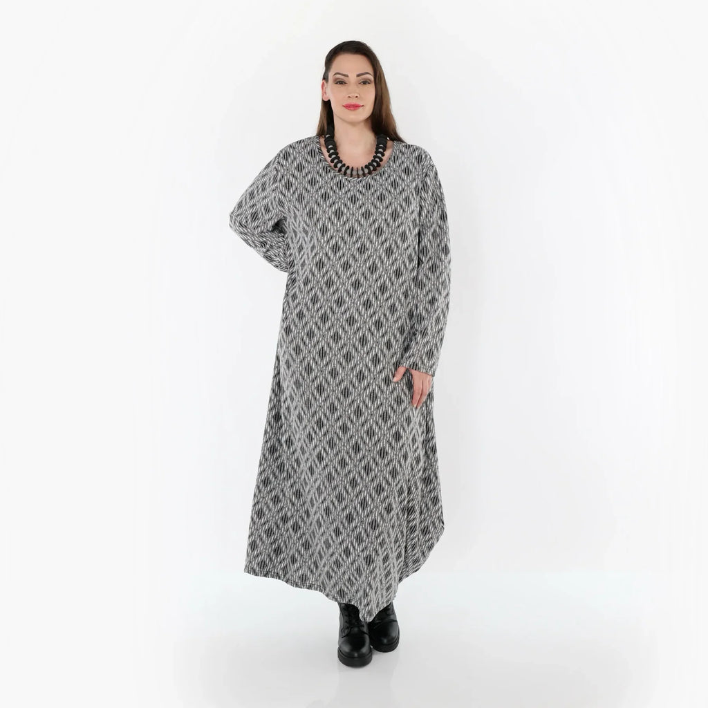 AKH Fashion 1926 Robe, Gris clair-Noir-Blanc