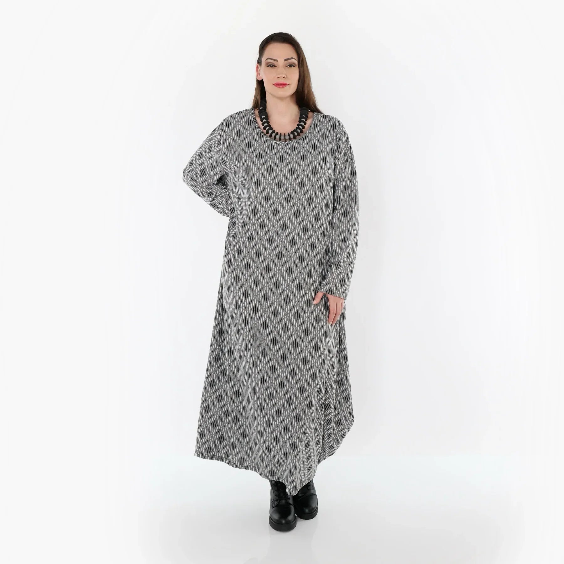 AKH Fashion 1926 Robe, Gris clair-Noir-Blanc