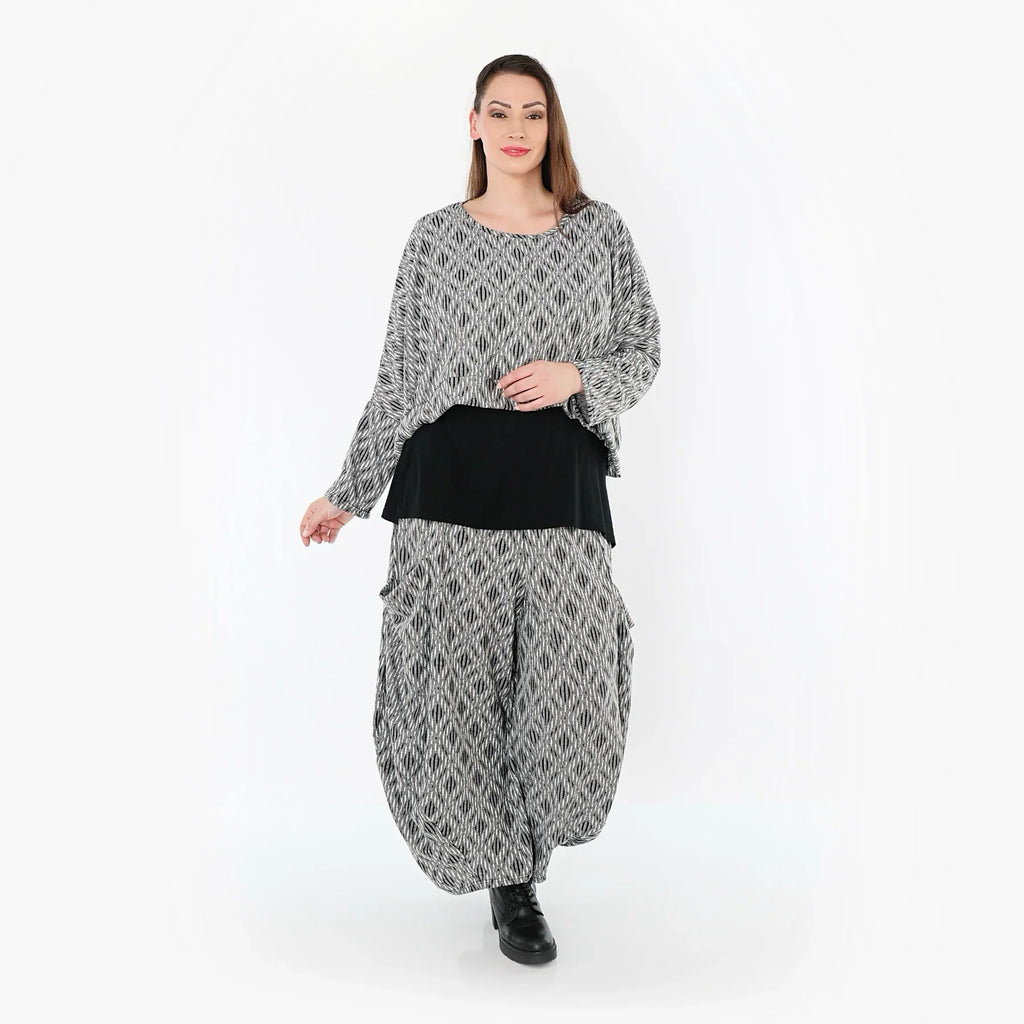AKH Fashion 7011 Surjupe, gris clair-noir-blanc