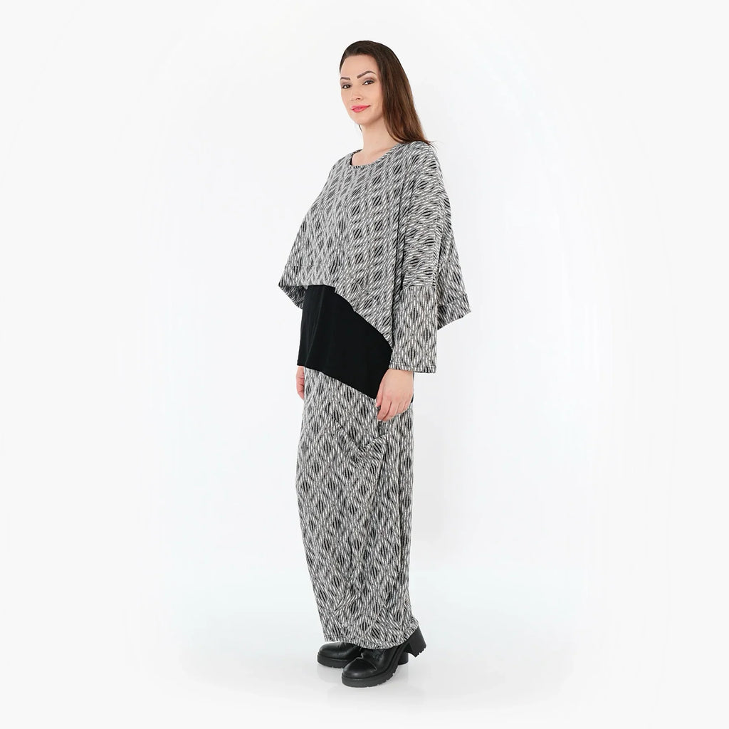 AKH Fashion 8069 Pantalon, Gris clair-Noir-Blanc