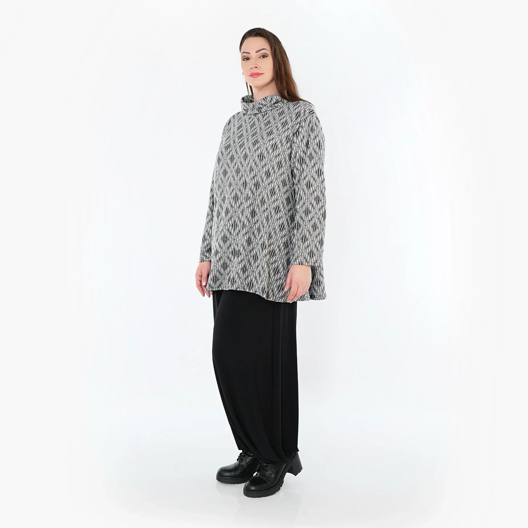 AKH Fashion 1892R Chemise, Gris clair-noir-blanc