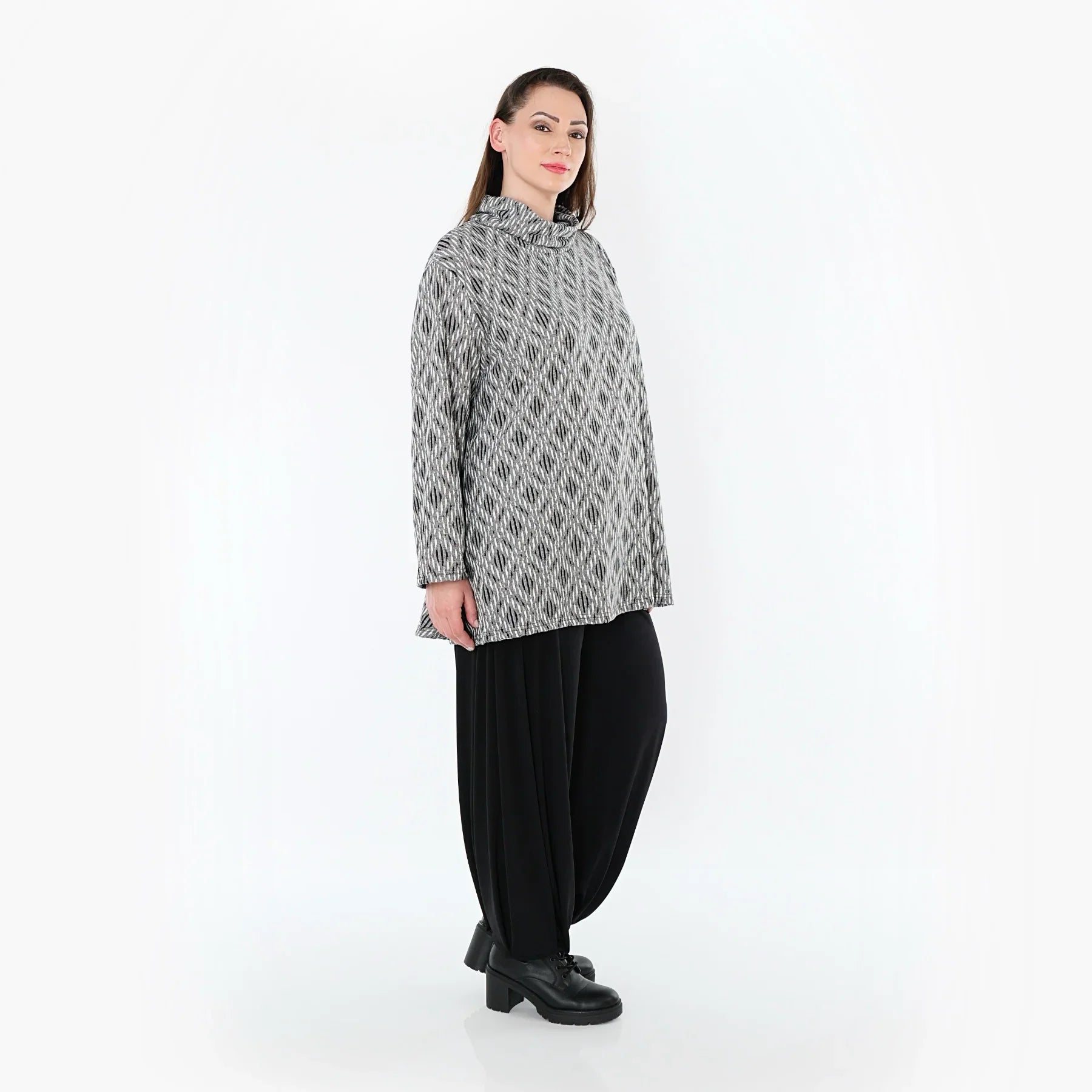 AKH Fashion 1892R Chemise, Gris clair-noir-blanc