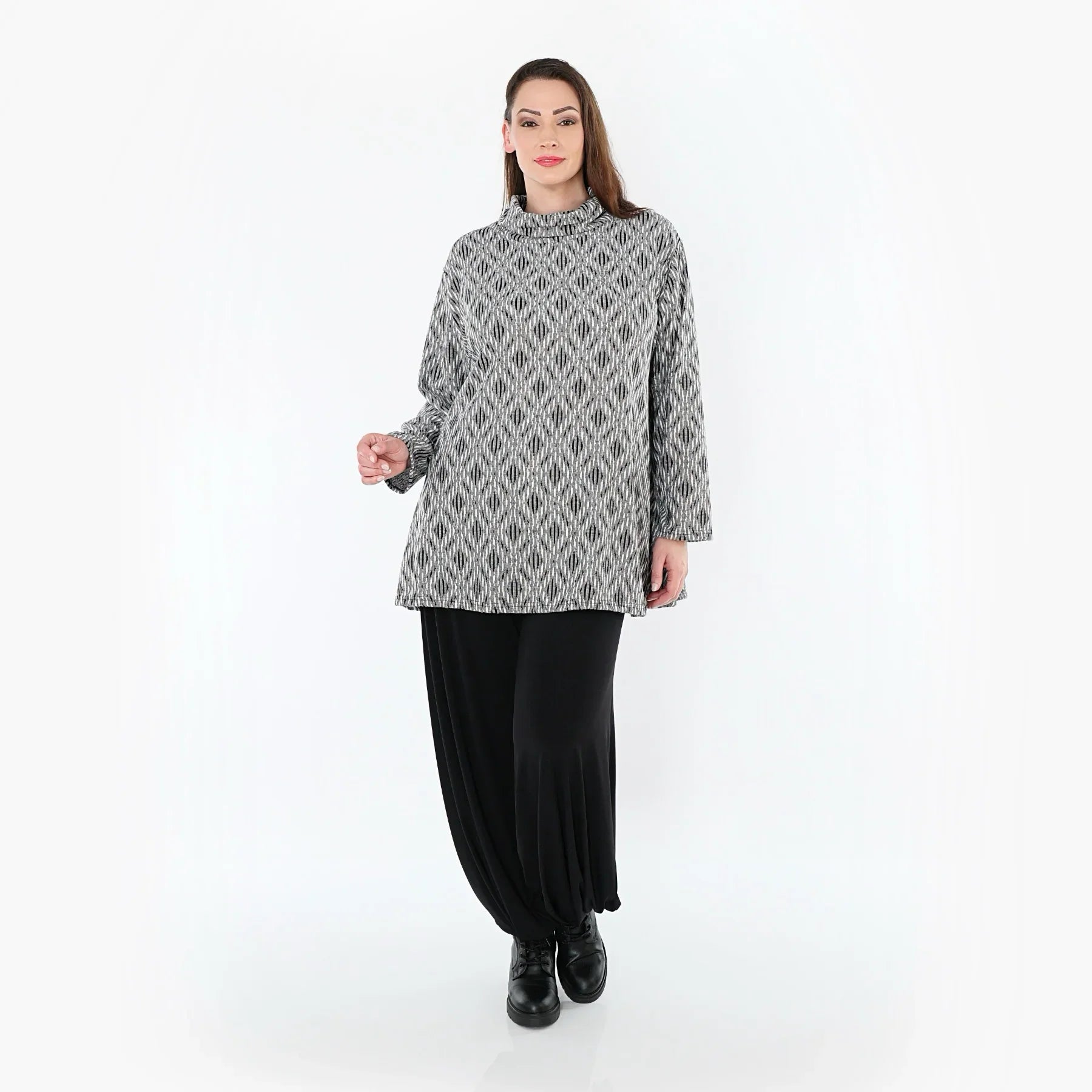 AKH Fashion 1892R Chemise, Gris clair-noir-blanc