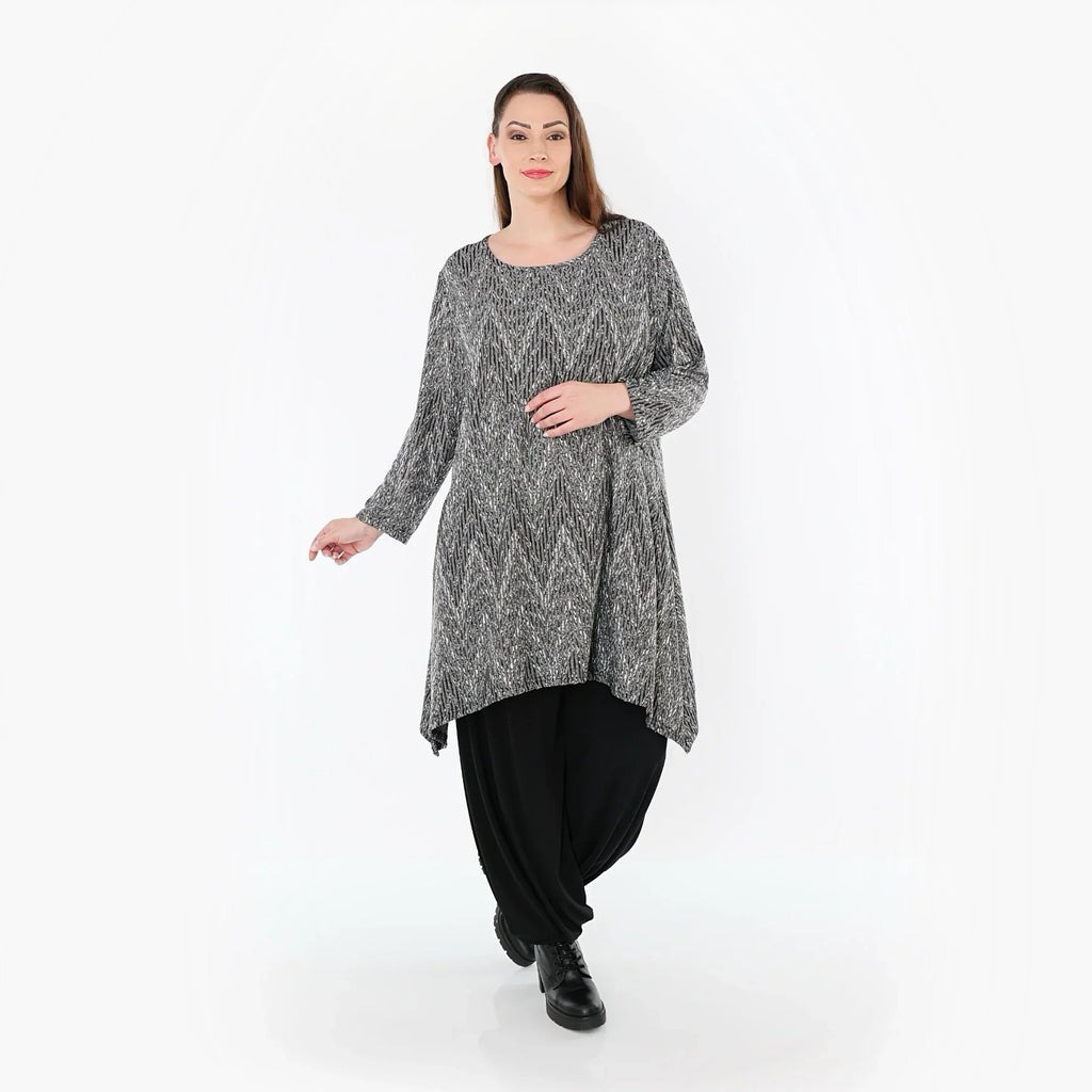 AKH Fashion 521 Chemise, Gris-Noir-Blanc