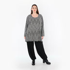 AKH Fashion 593 Grand T-shirt, Gris-Noir-Blanc