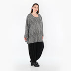 AKH Fashion 593 Grand T-shirt, Gris-Noir-Blanc
