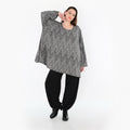AKH Fashion 593 Grand T-shirt, Gris-Noir-Blanc