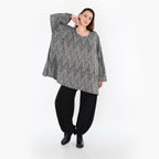 AKH Fashion 593 Grand T-shirt, Gris-Noir-Blanc