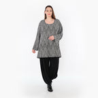AKH Fashion 593 Grand T-shirt, Gris-Noir-Blanc