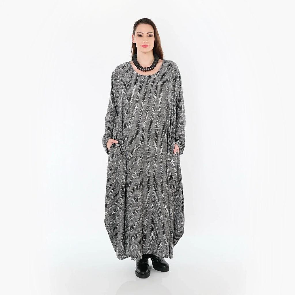 AKH Fashion 1926 Robe, Gris-Noir-Blanc