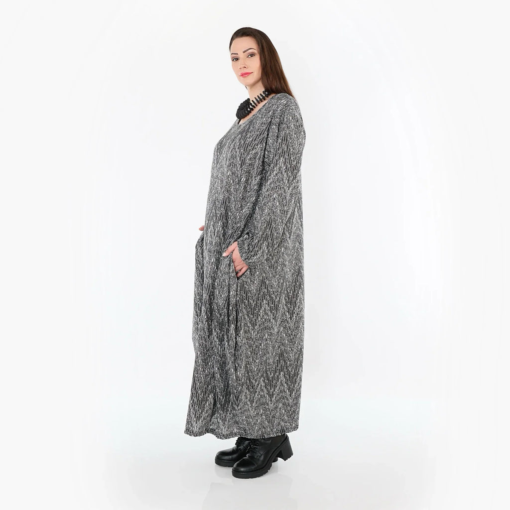 AKH Fashion 1926 Robe, Gris-Noir-Blanc