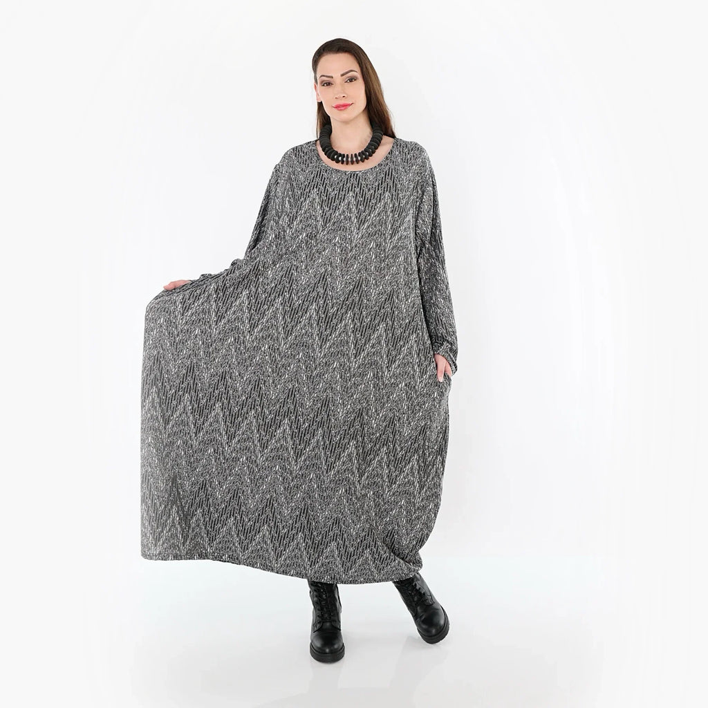 AKH Fashion 1926 Robe, Gris-Noir-Blanc
