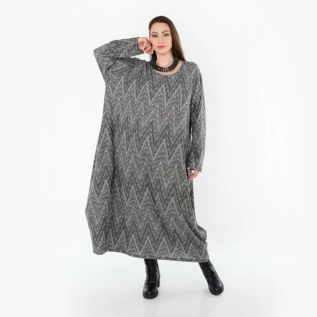 AKH Fashion 1926 Robe, Gris-Noir-Blanc