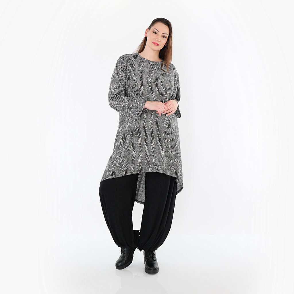 Chemise AKH Fashion 4656, gris-noir-blanc