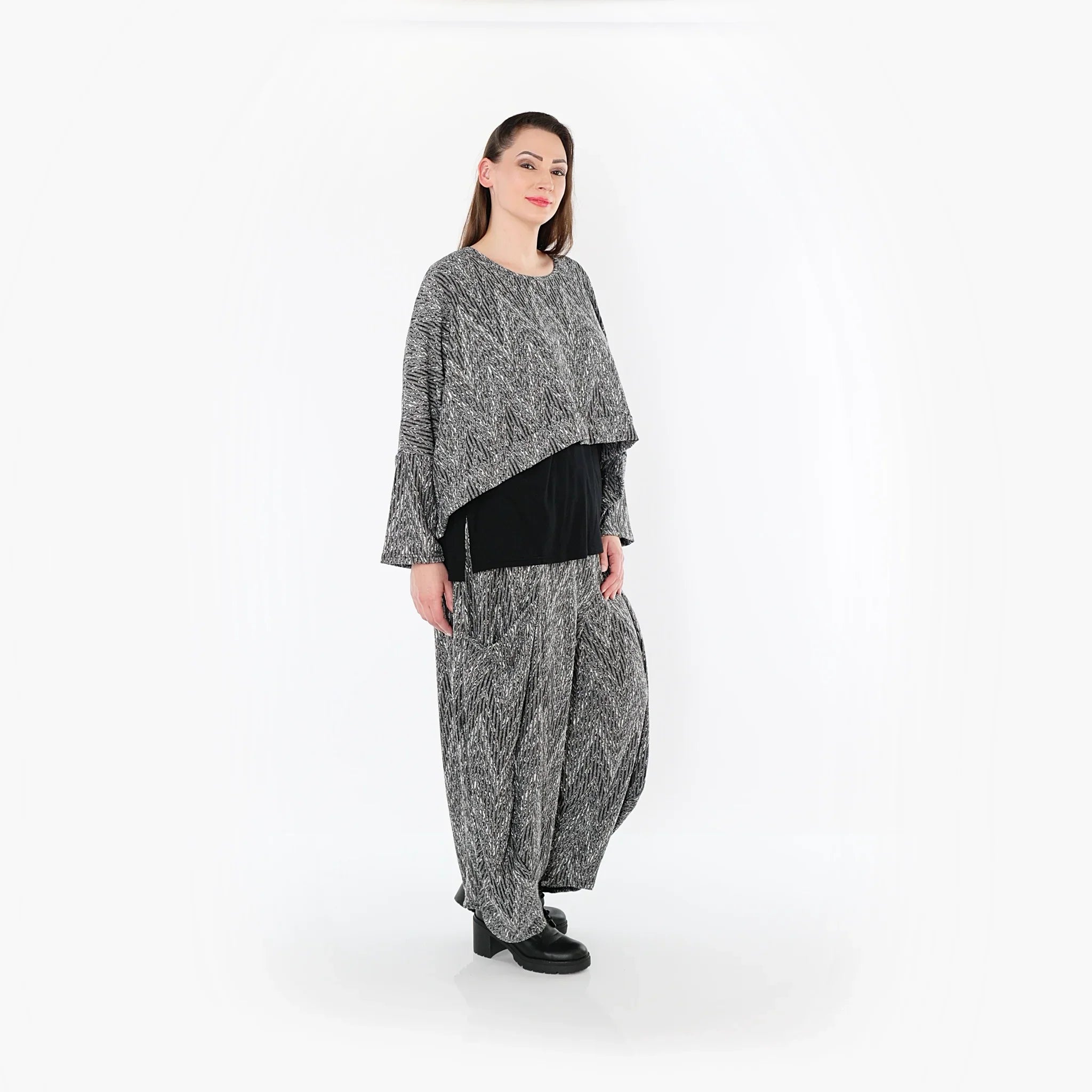 AKH Fashion 7011 Surjupe, Gris-Noir-Blanc