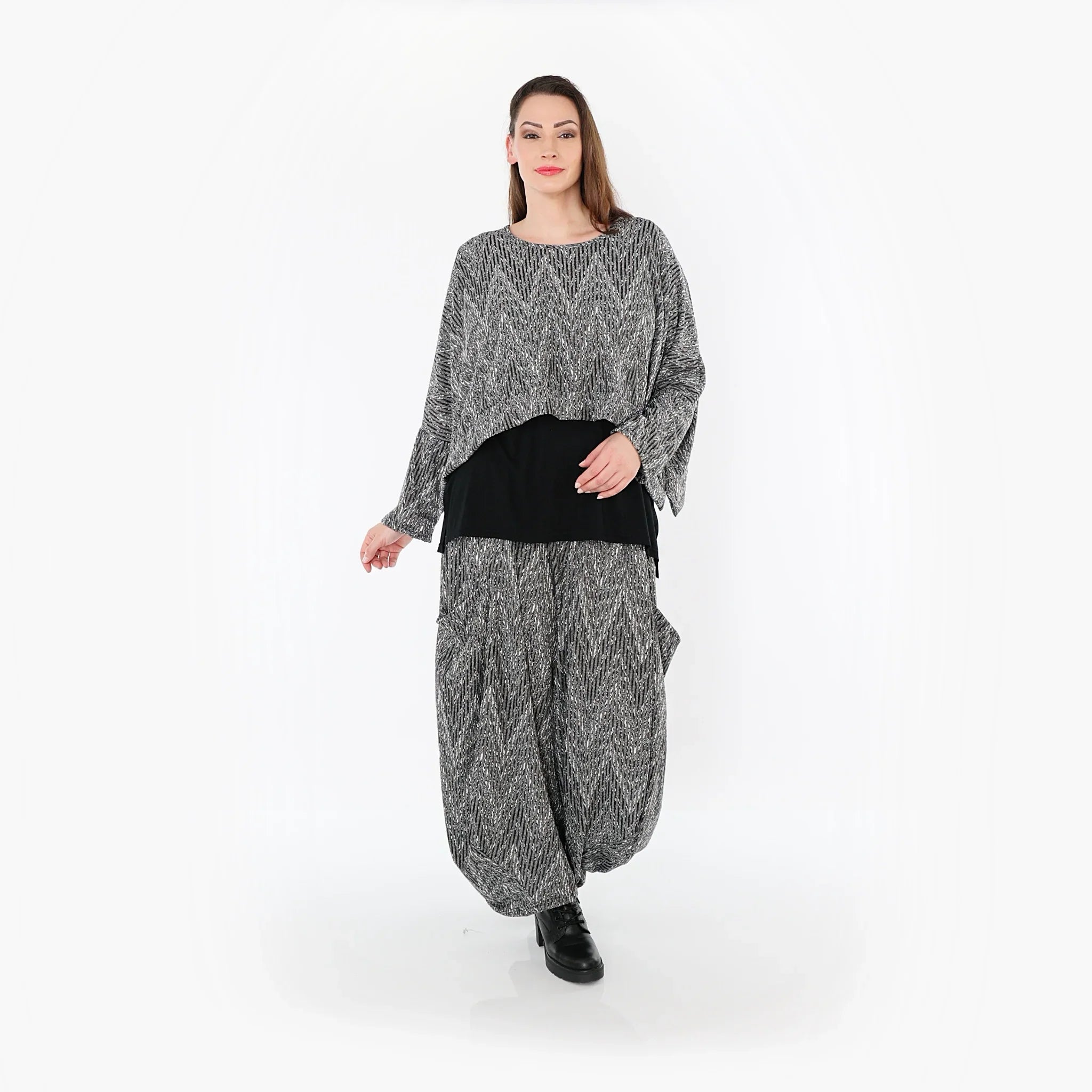 AKH Fashion 7011 Surjupe, Gris-Noir-Blanc