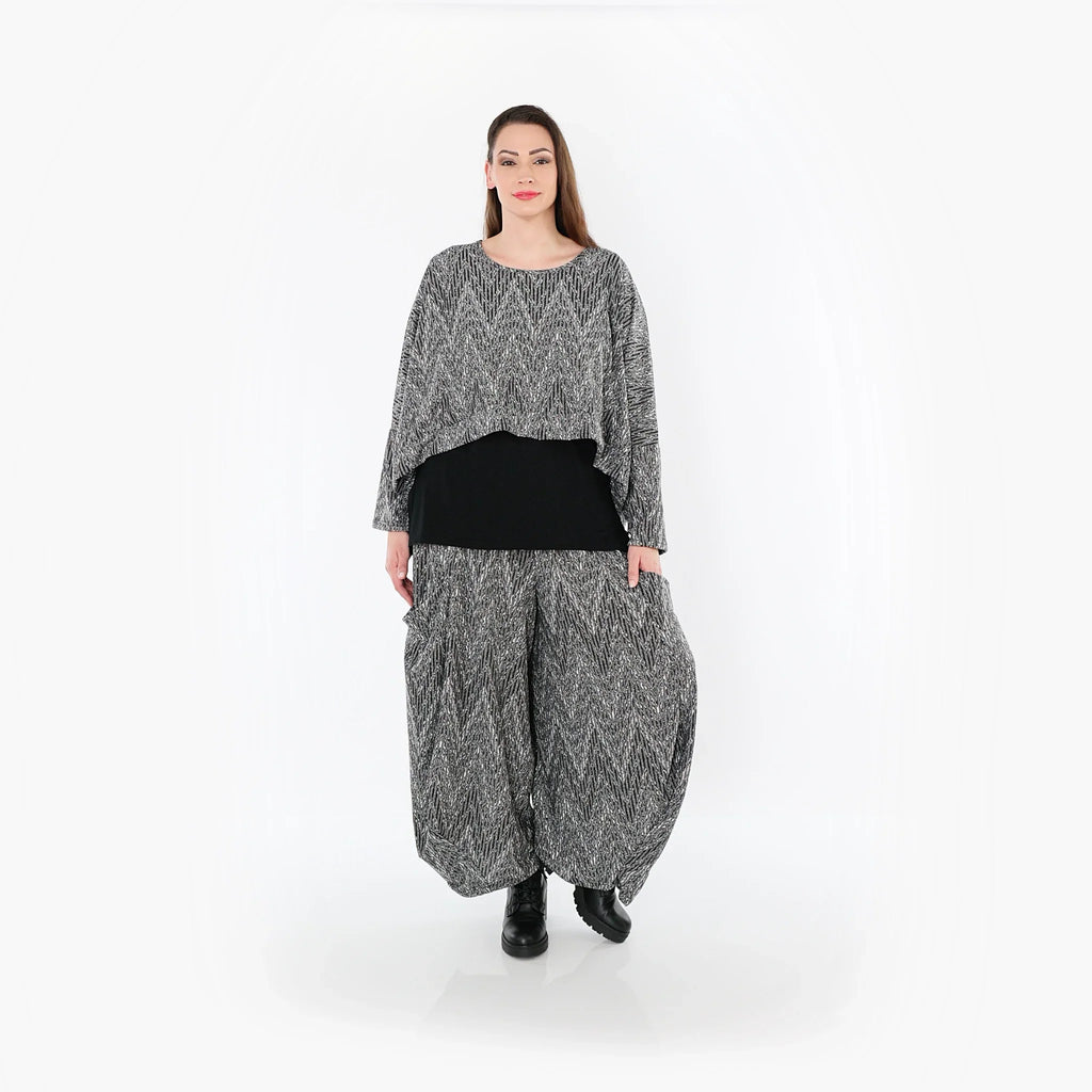 AKH Fashion 8069 Pantalon, Gris-Noir-Blanc