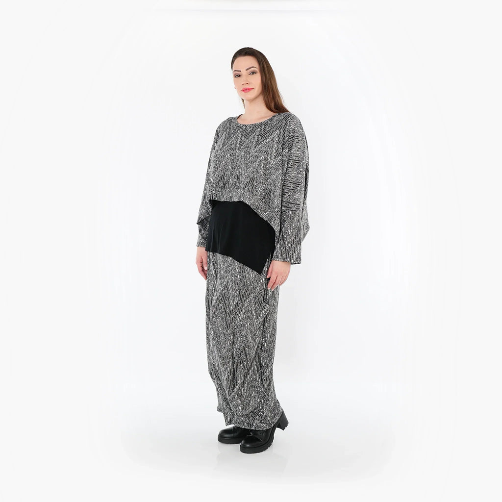 AKH Fashion 8069 Pantalon, Gris-Noir-Blanc