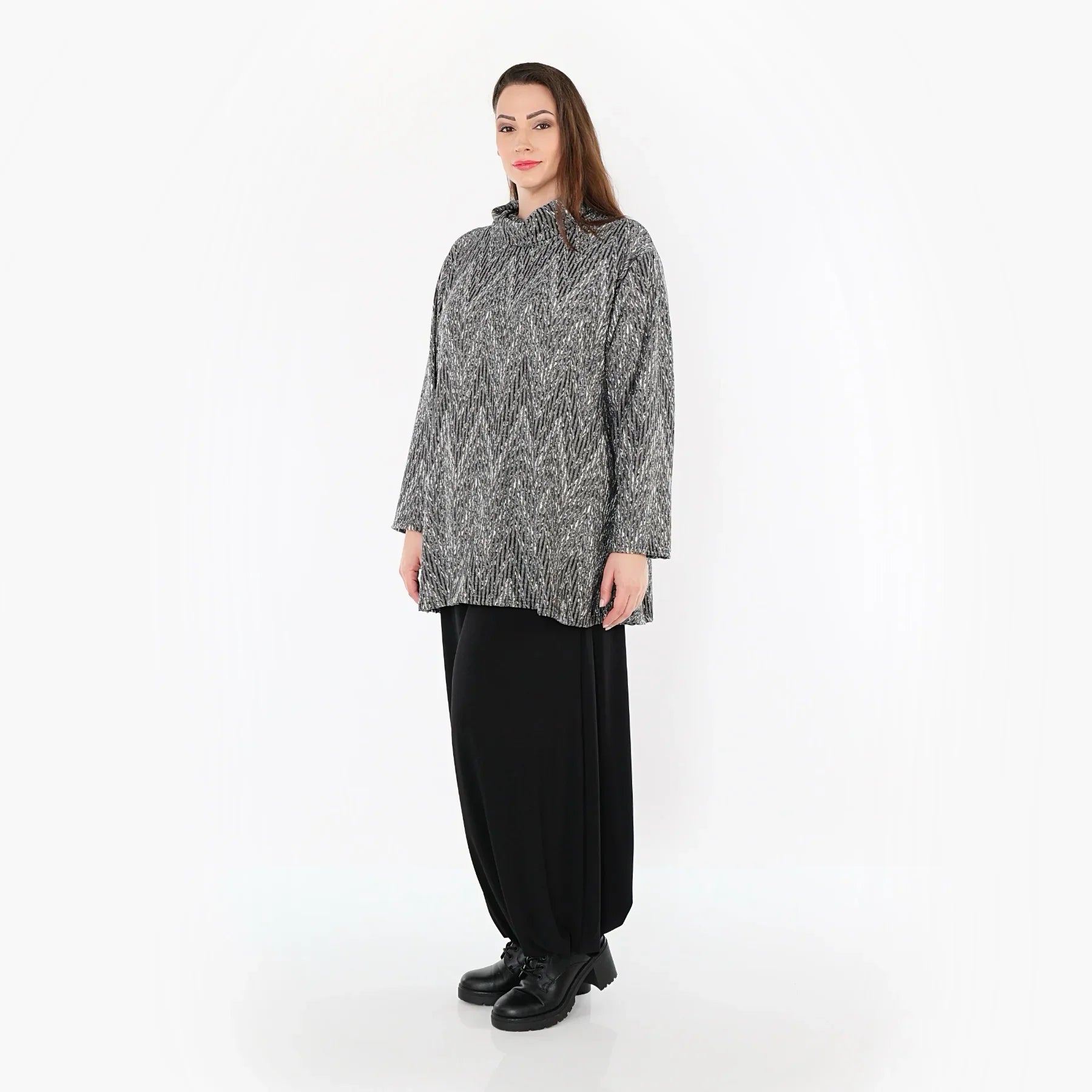 AKH Fashion 1892R Chemise, Gris-Noir-Blanc