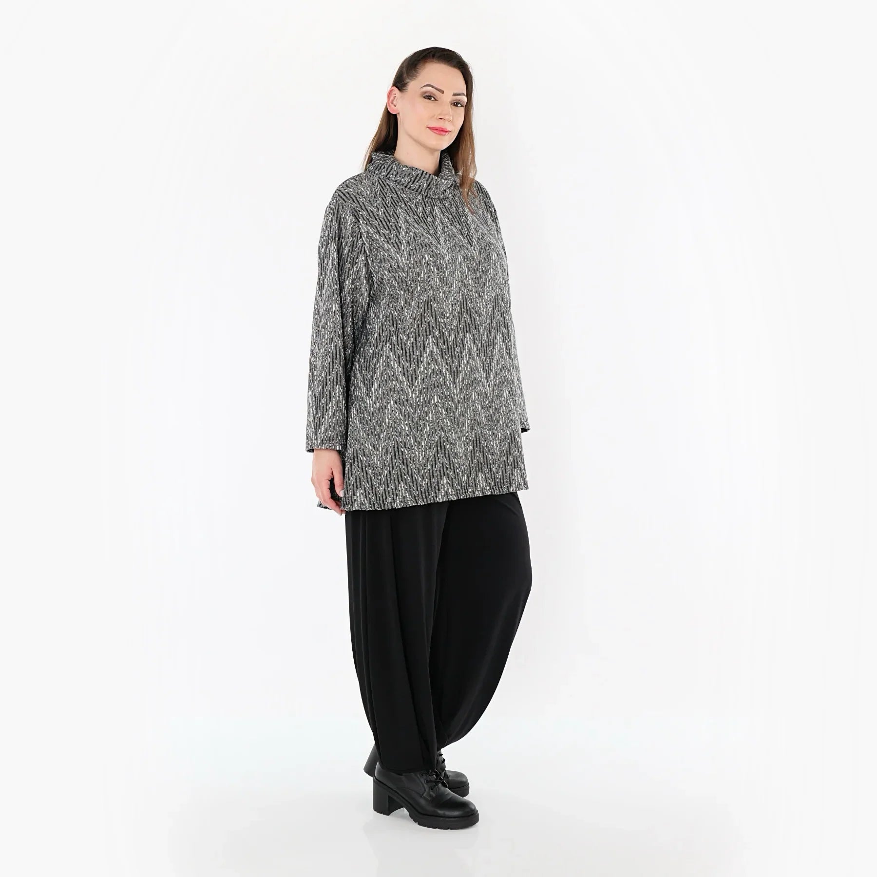 AKH Fashion 1892R Chemise, Gris-Noir-Blanc
