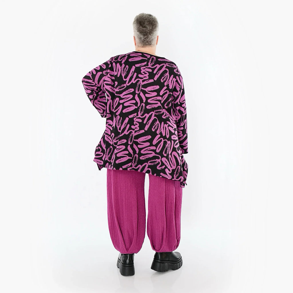 AKH Fashion 1019 Grande Chemise, Noir-Fuchsia