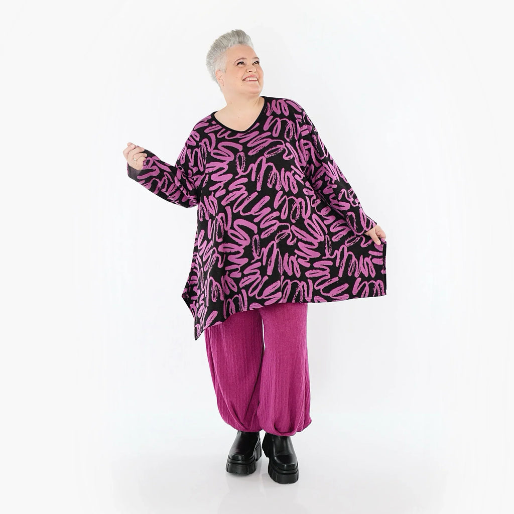 AKH Fashion 1019 Grande Chemise, Noir-Fuchsia