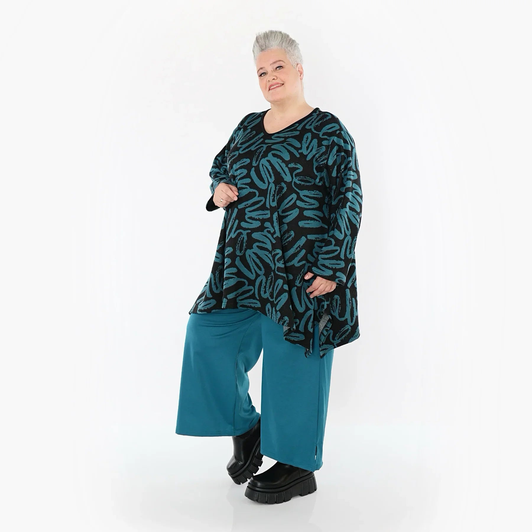 AKH Fashion 1019 Big Shirt, noir-pétrole