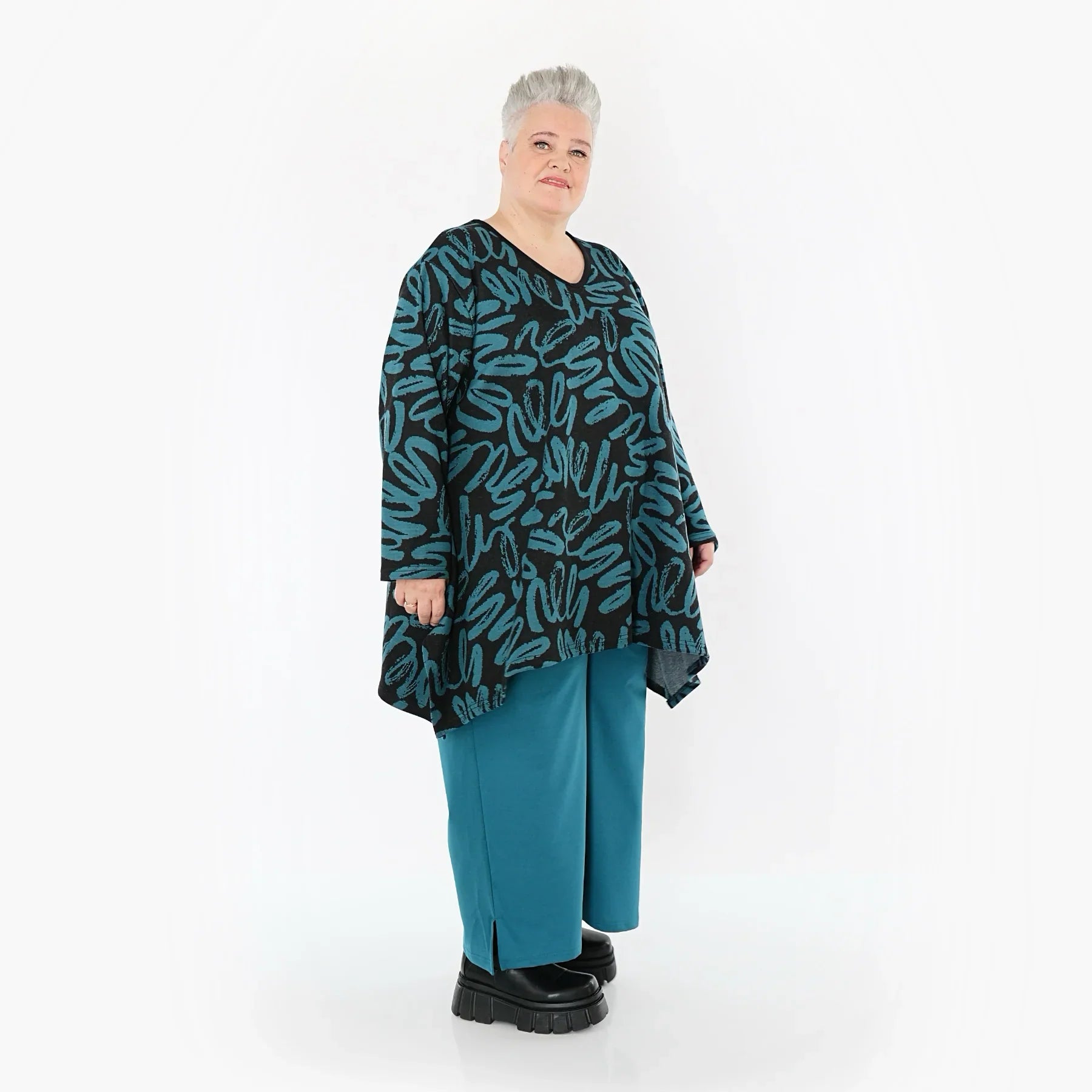 AKH Fashion 1019 Big Shirt, noir-pétrole