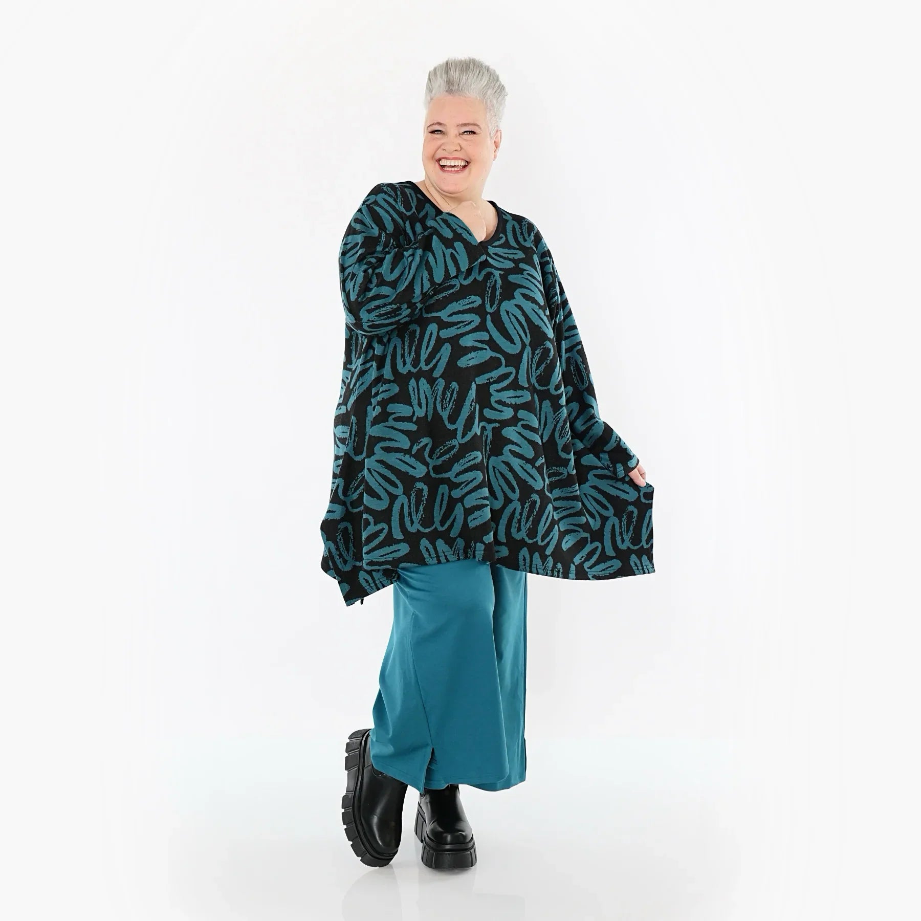 AKH Fashion 1019 Big Shirt, noir-pétrole
