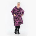 AKH Fashion 6989 Kleid, Schwarz-Fuchsia